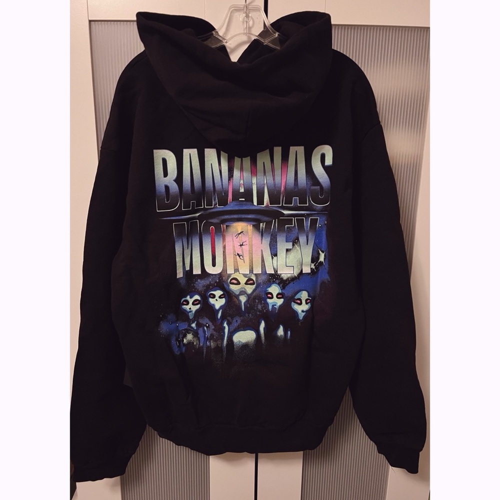 NWT Bananas Monkey Close Encounter Hoodie Black Size L Unisex Men